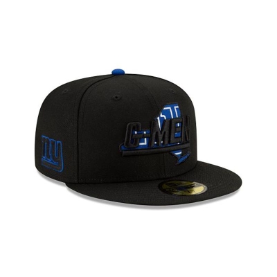 Black New York Giants Hat - New Era NFL State Logo Reflect 59FIFTY Fitted Caps USA4361075